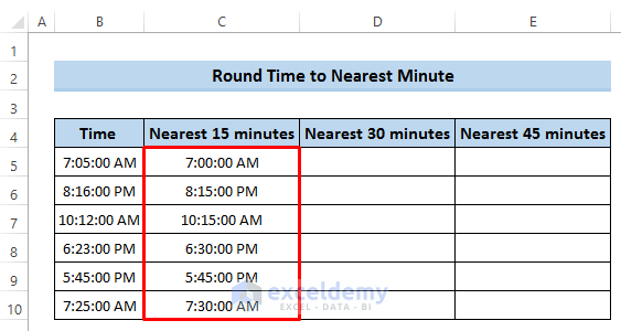 Excel Round Time to Nearest Minute Using ROUND Function