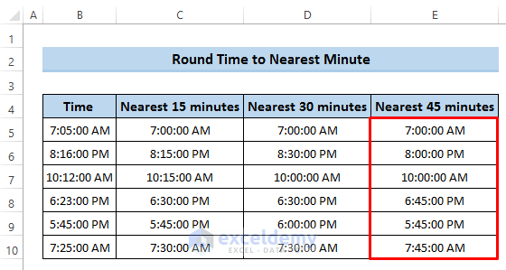 Excel Round Time to Nearest Minute