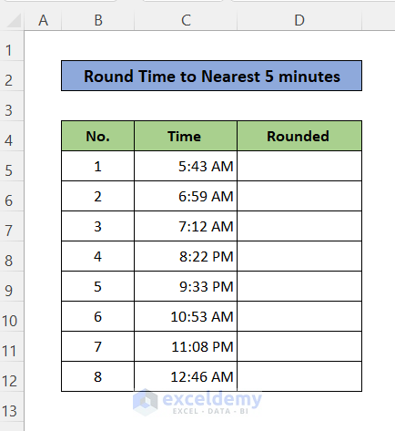 Round Time to Nearest 5 minutes