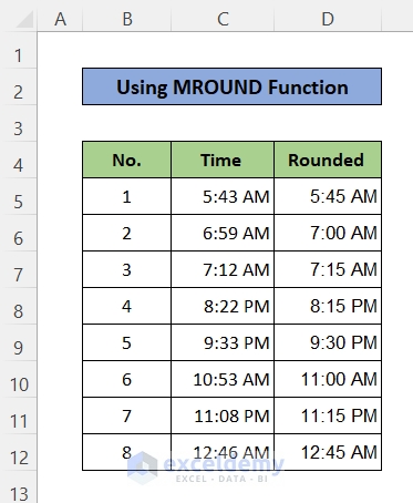 Using MROUND Function