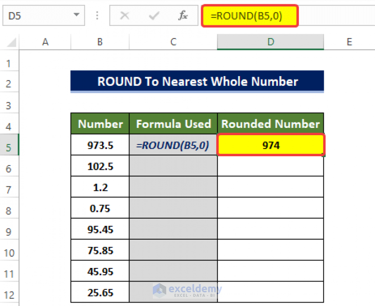 Round To Nearest Whole Number In Excel 9 Easy Methods 