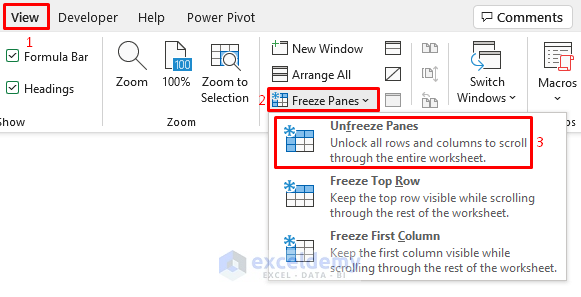 Excel Rows Are Not Visible because of Freeze Panes