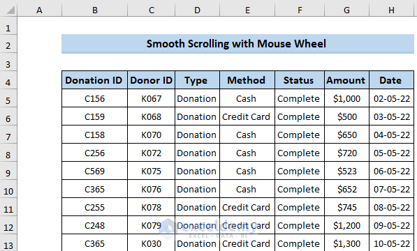 Smooth Scrolling with Mouse Wheel in Excel 