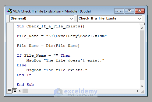 VBA Code to Check if a File Exists in Excel