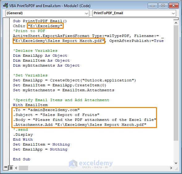 Excel VBA Print to PDF and Email for Single Worksheet