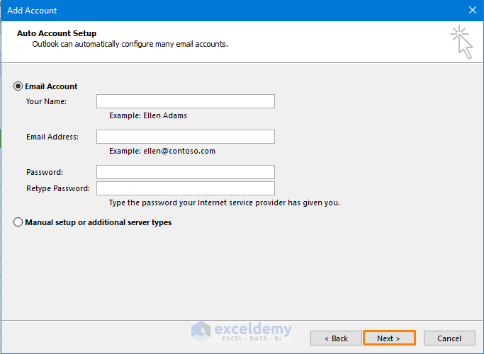 Setting up an Outlook Account