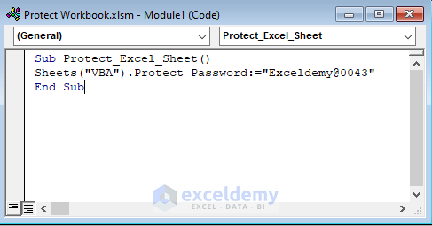 Perform a VBA Code to Protect Single Workbook with Password in Excel