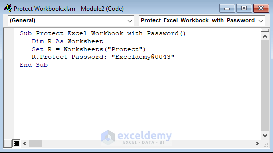 Protect Excel Workbook with Password Using VBA Code with Worksheet Name