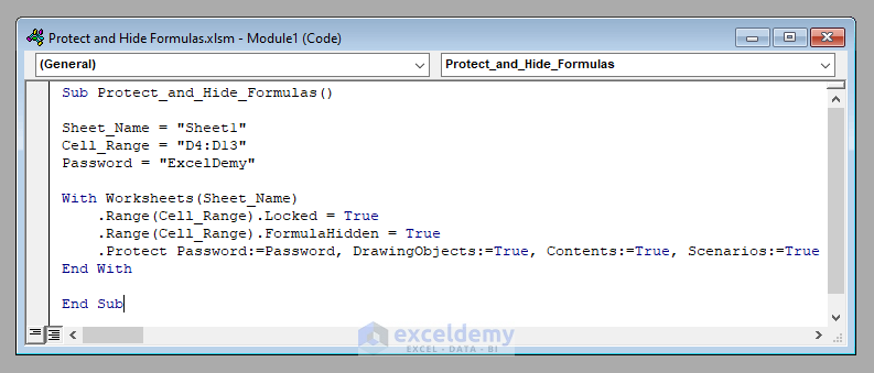 VBA Code to Protect and Hide Formulas in Excel VBA
