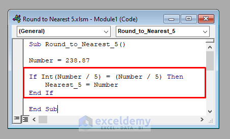 Checking whether a Number is Divisible by 5 or Not to Round to Nearest 5 Using Excel VBA