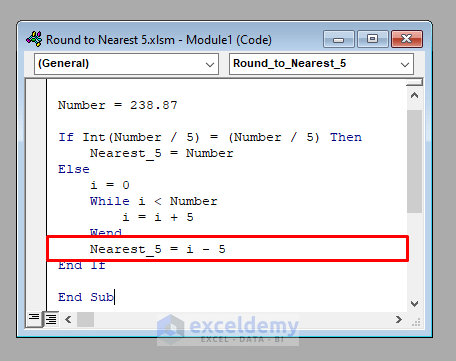 VBA Code to Round to Nearest 5 Using Excel VBA