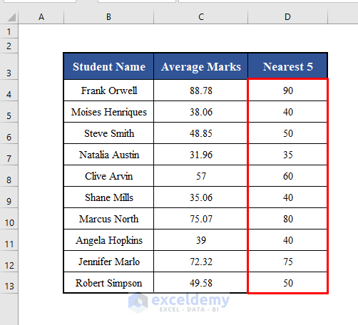 Output to Round to Nearest 5 Using Excel VBA