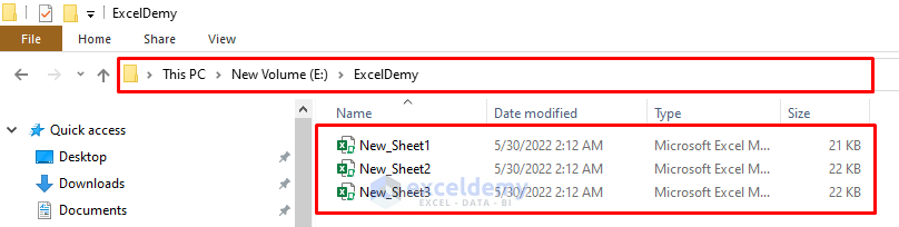 Output to Save a Worksheet as a New File Using Excel VBA