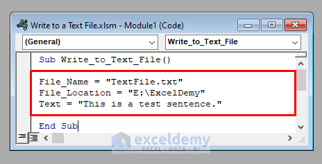 Inserting Inputs to Write to a Text File Using Excel VBA
