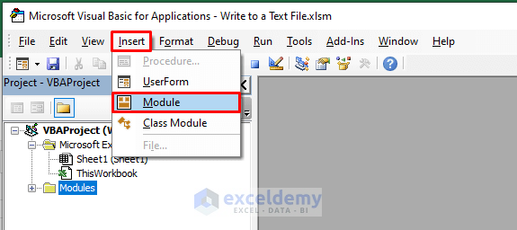 Inserting Module to Write to a Text File Using Excel VBA