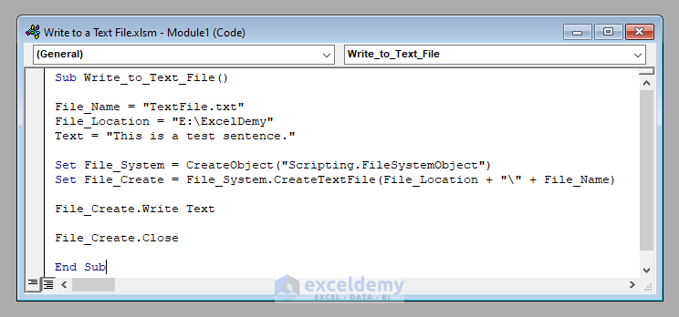 Putting Code to Write to a Text File Using Excel VBA