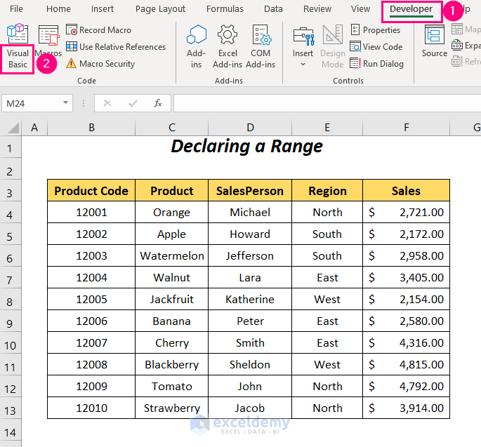 declaring a range