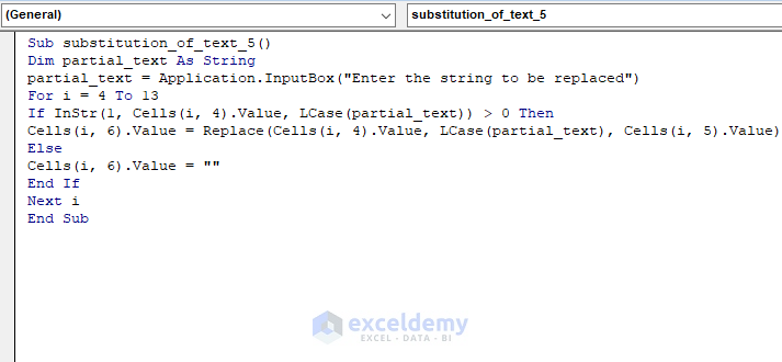 Excel VBA: How to Replace Text in a String - 5 Methods - ExcelDemy