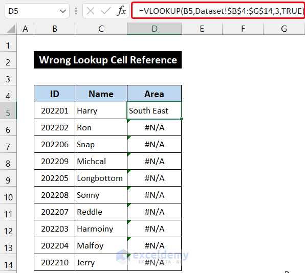 Fix Wrong Lookup Cell Reference to fix VLOOKUP Drag Down