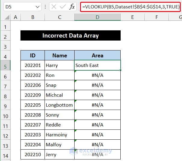 Input Correct Data Array
