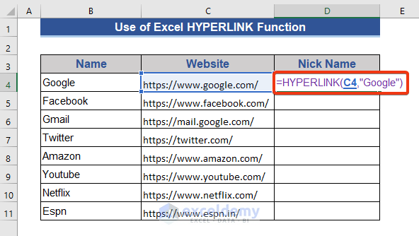 Excel HYPERLINK Function to Convert PDF with Hyperlink