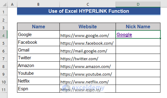 Excel HYPERLINK Function to Convert PDF with Hyperlink