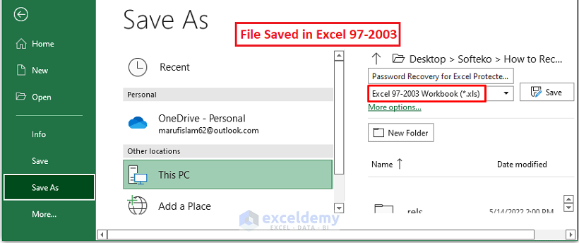 Saved File-Recover Excel File Password