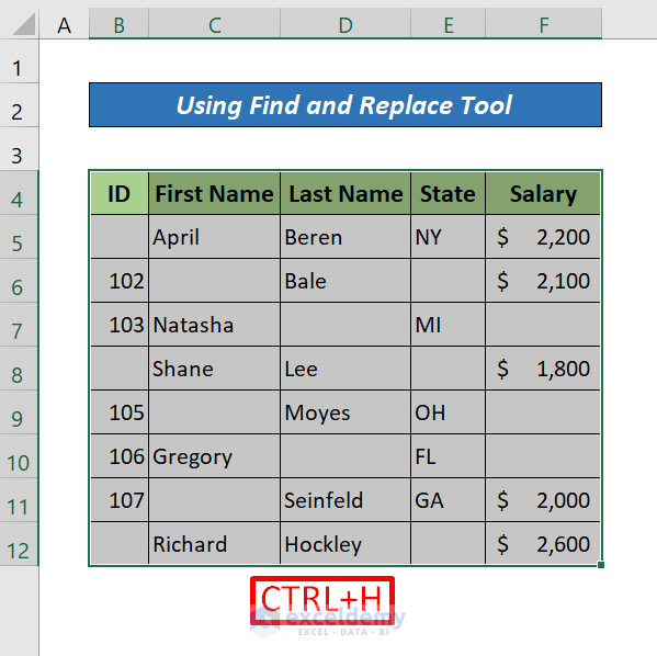 Fill Blank Cells With Text in Excel Using Find and Replace Tool