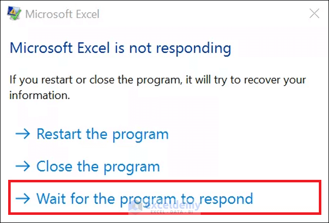 Wait if Excel Not Responding