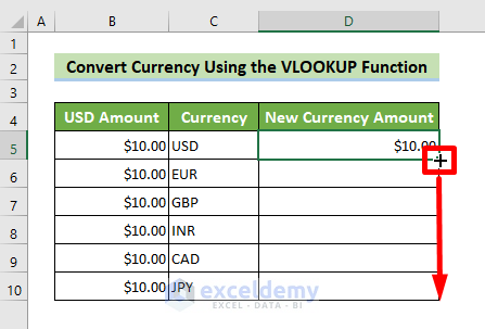 Drag Fill Handle to Copy the VLOOKUP Function