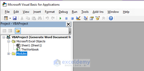 Opening VBA Window to Generate a Word Document from an Excel Macro