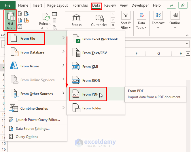 Get Data-Convert PDF to Excel without Software