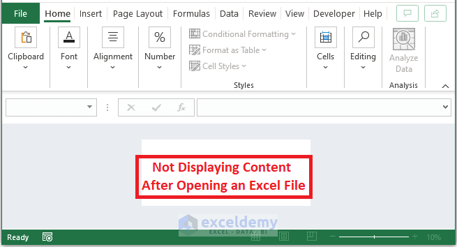 Grayed Out-Excel File Opens but Does Not Display