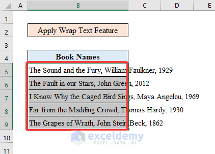 Wrap Text Feature to Add a Line in Excel