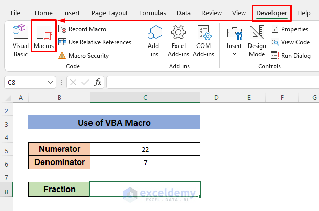 VBA Macro to Add a Stacked Fraction in Excel