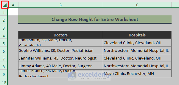 Fit Text by Changing Row Height for Entire Excel Worksheet
