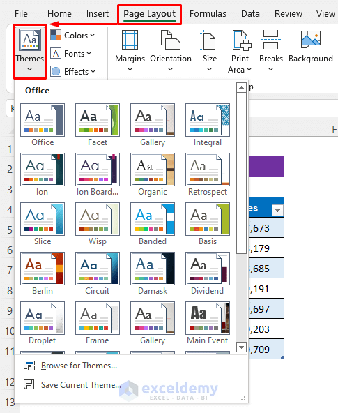 How to Apply a Theme in Excel