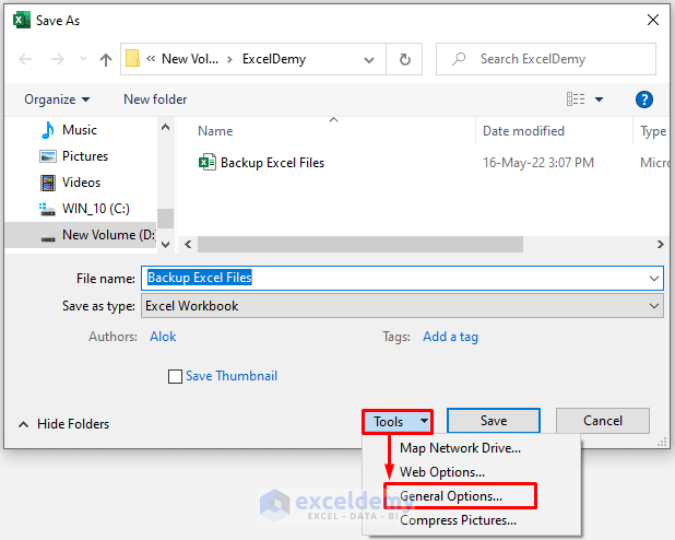 Apply Always Create Backup Option to Backup Excel Files