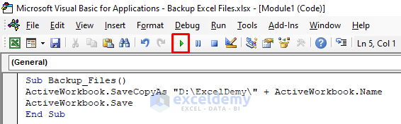 Embed Excel VBA to Backup Files to a Flash Drive