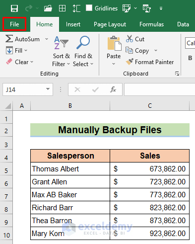 Manually Backup Excel Files to a Flash Drive