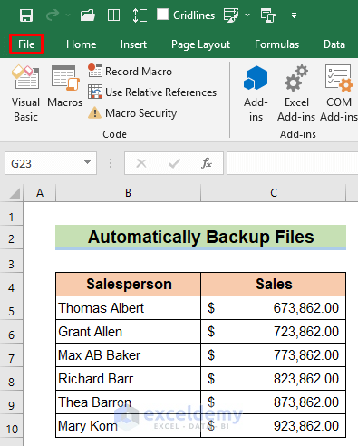 Automatically Backup Excel Files to a Flash Drive