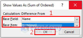 pivot table difference between two rows