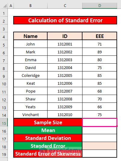 Calculate Standard Deviation in Excel