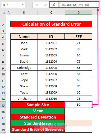 Calculate Standard Deviation in Excel