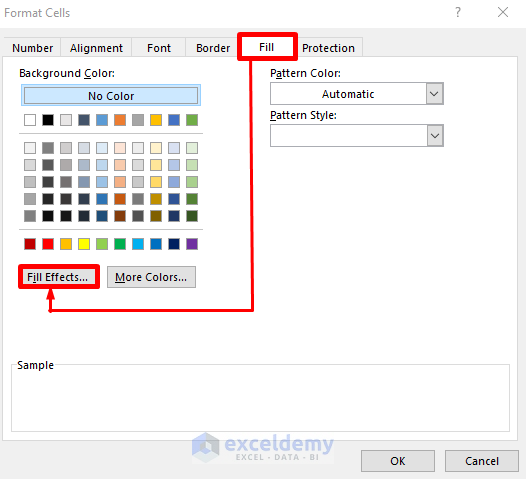 Apply Fill Effect to Change Background Color in Excel