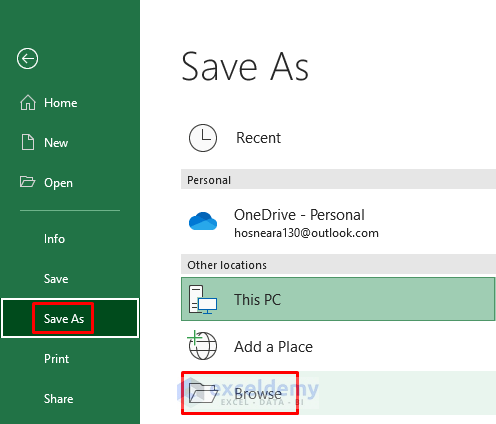 Apply ‘Save As’ Option to Turn CSV Files into Excel