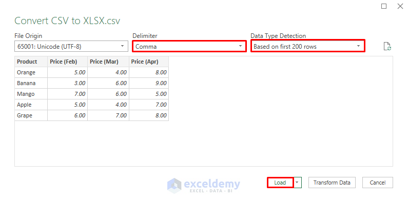 Open Power Query to Convert CSV to XLSX