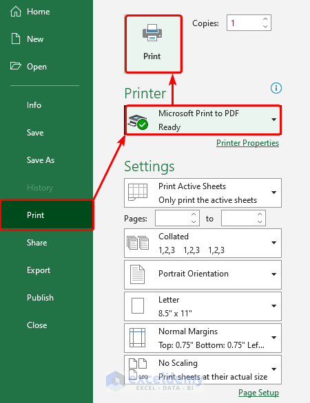 Use Microsoft Print to PDF Feature to Convert Excel to PDF