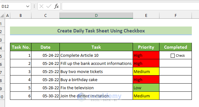 Place Checkbox Properly in the Cell