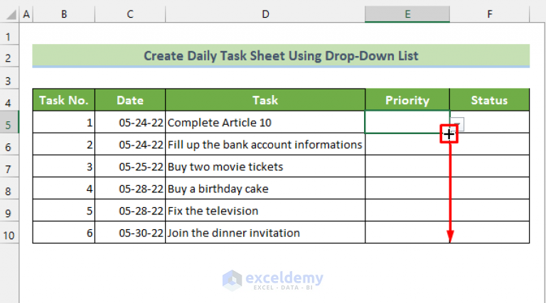 how to make task sheet in excel